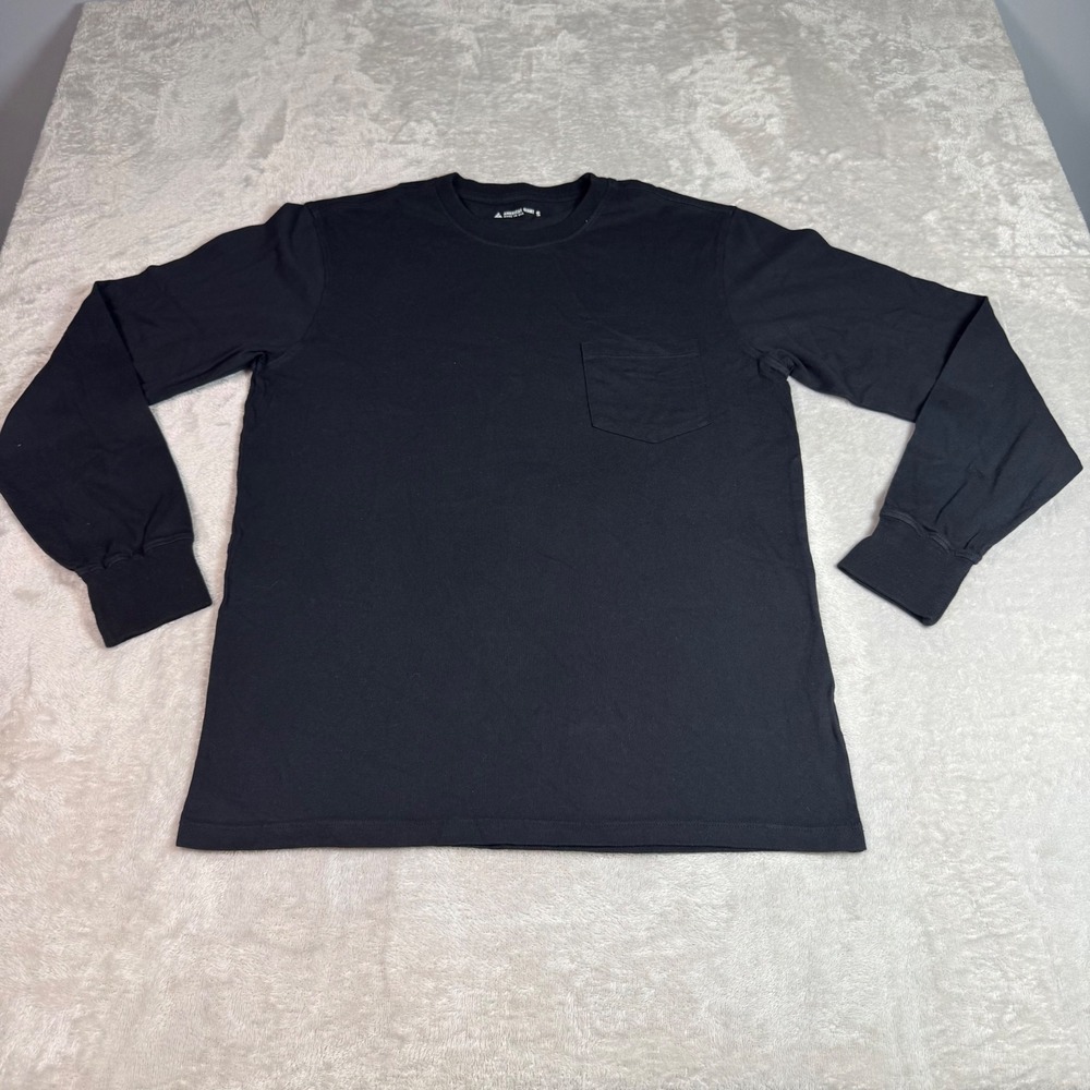 NWOT American Giant Mens Long Sleeve Pocket Tee S Black Made in USA Cotton - Picture 2 of 9